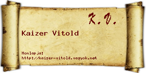 Kaizer Vitold névjegykártya